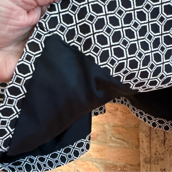 Anne Klein Black and White Geometric Pea Coat - Picture 5 of 15